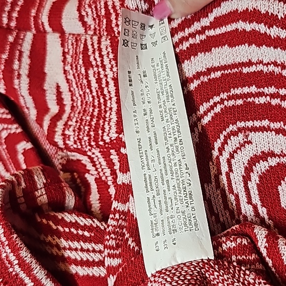 ZARA RED & WHITE MARBLED LONG SLEEVE SWEETHEART NECK BODYCON MINI DRESS - Picture 11 of 11